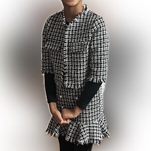 Skirt size 9 jacket size 9 black, and white tweed suit